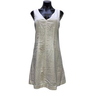 NWT Banana Republic Linen-Blend White V-Neck Dress 12 Tall